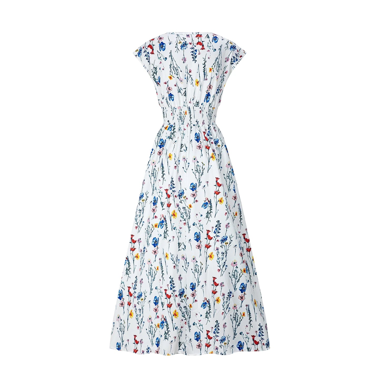 Vestido Largo de Verano para Mujer con Cuello en V Estampado Floral
