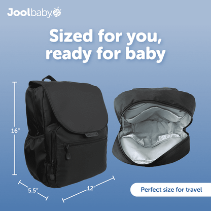 Mochila Pañalera Jool Baby Relay Negra con Cambiador y Bolsillos