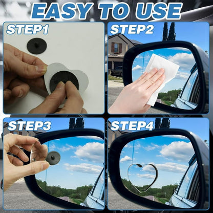 Espejos Punto Ciego Auto 4 Pack Convexos Adhesivos Forma Corazón