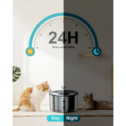 Fuente de Agua para Mascotas NPET 4L Acero Inoxidable con Filtro