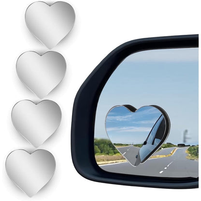 Espejos Punto Ciego Auto 4 Pack Convexos Adhesivos Forma Corazón