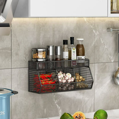 Estante de Pared Cocina Dienrx Metal Malla Organizador Negro