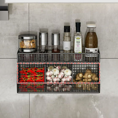 Estante de Pared Cocina Dienrx Metal Malla Organizador Negro