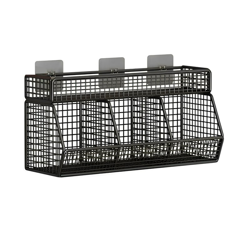 Estante de Pared Cocina Dienrx Metal Malla Organizador Negro