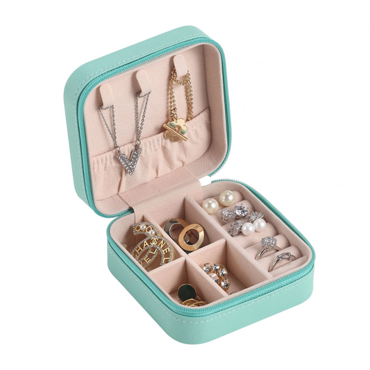 Joyero Portátil Casegrace Compacto con Cremallera Verde 10 cm