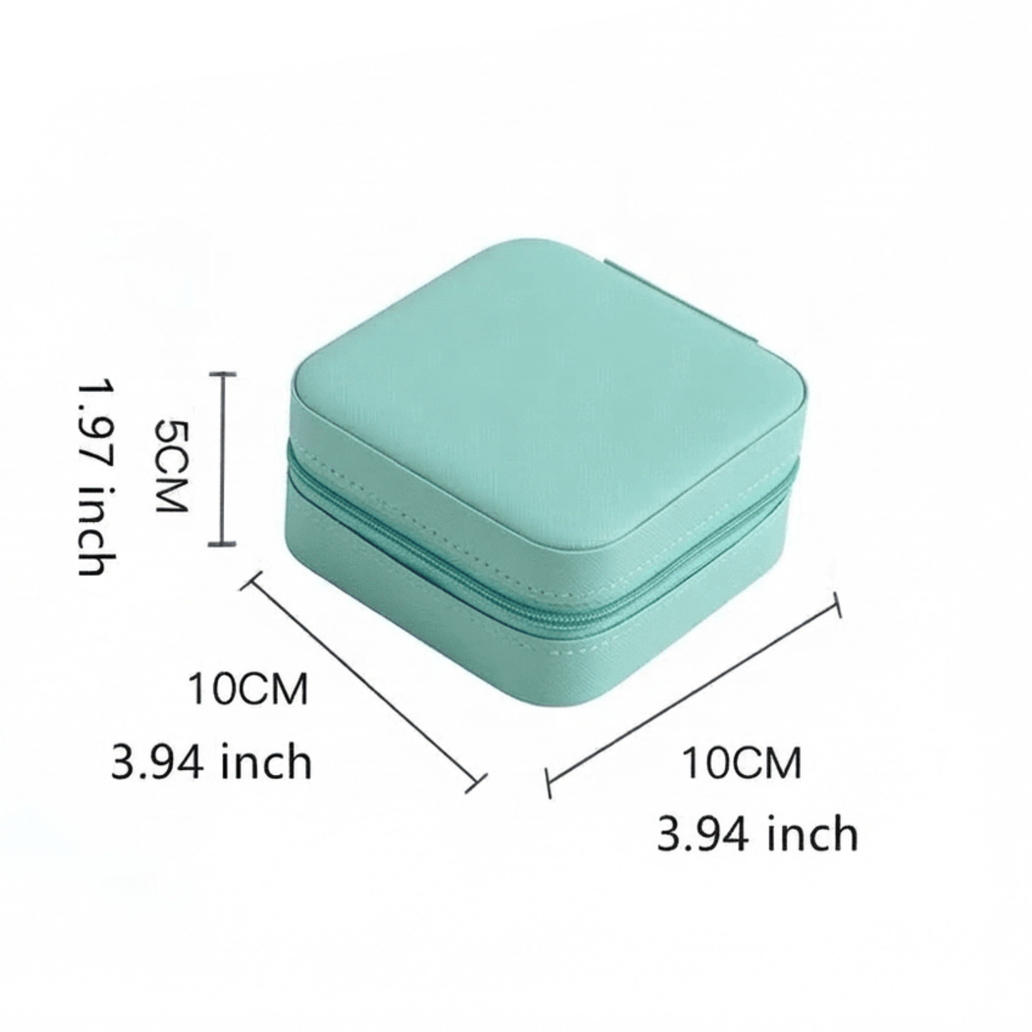 Joyero Portátil Casegrace Compacto con Cremallera Verde 10 cm