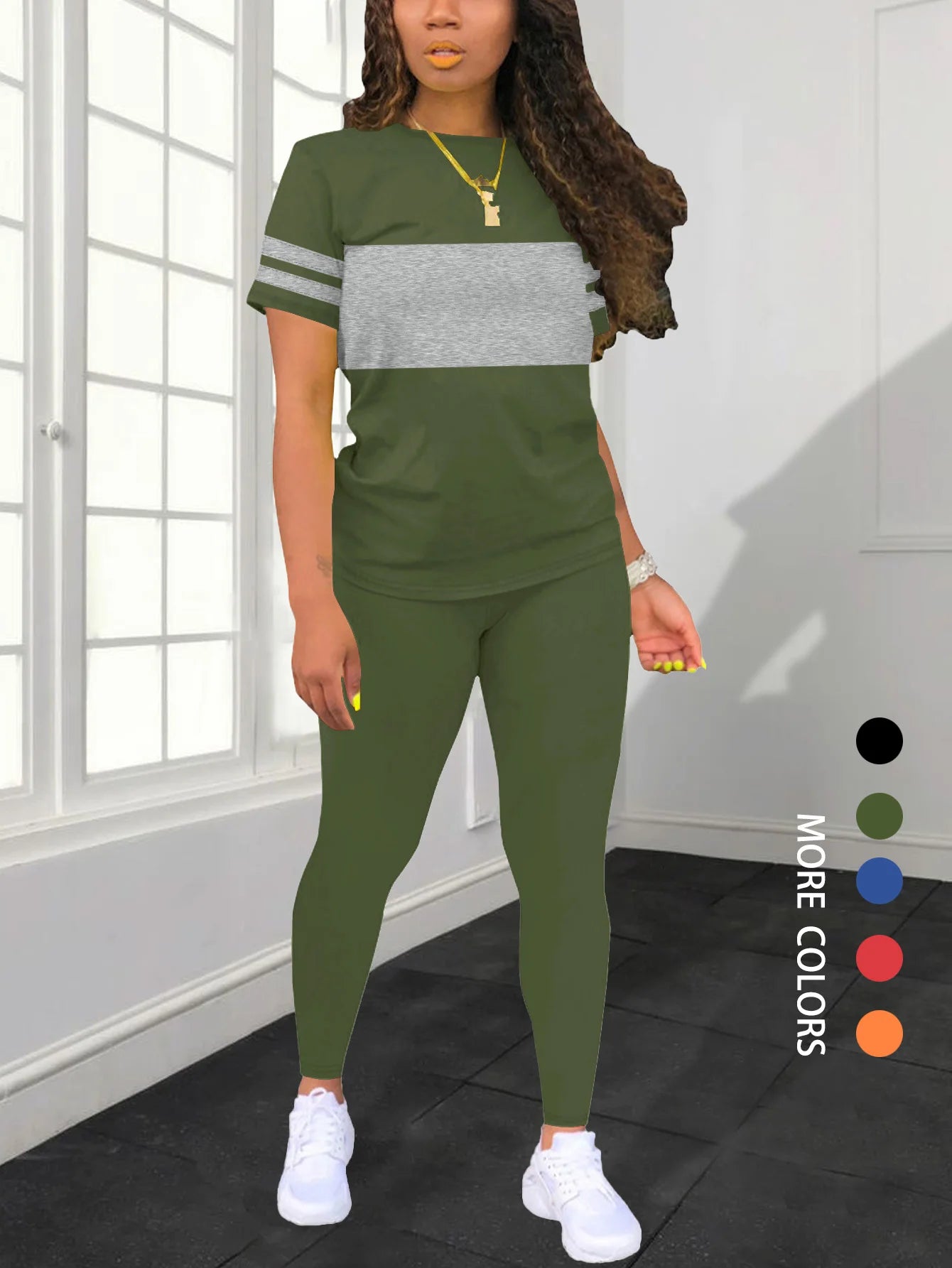 Conjunto Deportivo Mujer Verano con Camiseta y Leggings Largos