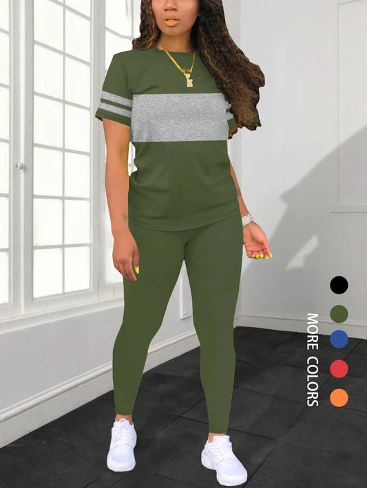Conjunto Deportivo Mujer Verano con Camiseta y Leggings Largos