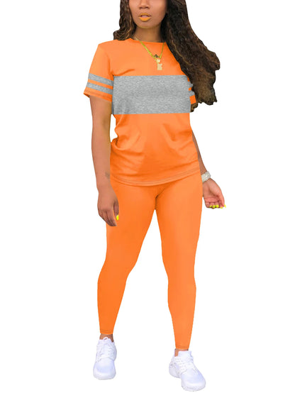 Conjunto Deportivo Mujer Verano con Camiseta y Leggings Largos
