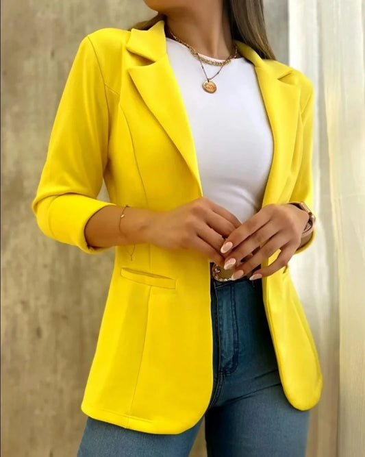 Blazer Largo para Mujer Casual Elegante de Manga Larga con Solapa
