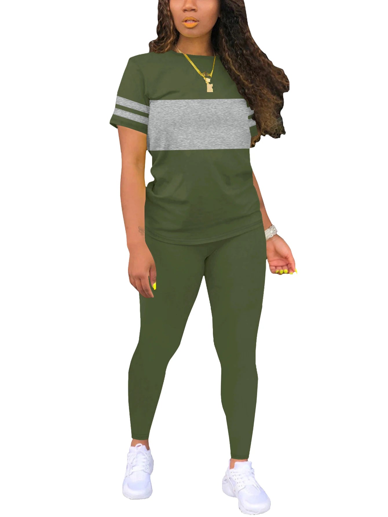 Conjunto Deportivo Mujer Verano con Camiseta y Leggings Largos