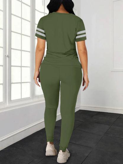 Conjunto Deportivo Mujer Verano con Camiseta y Leggings Largos