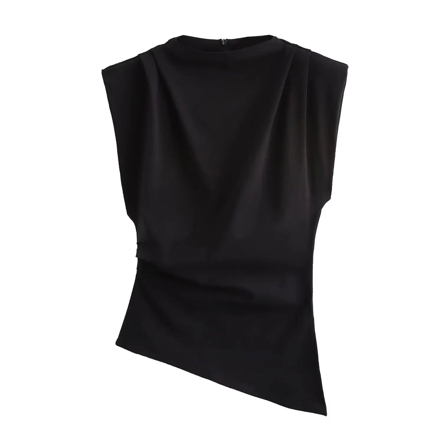 Top Asimétrico Mujer Elegante Sin Mangas de Corte Ajustado Casual