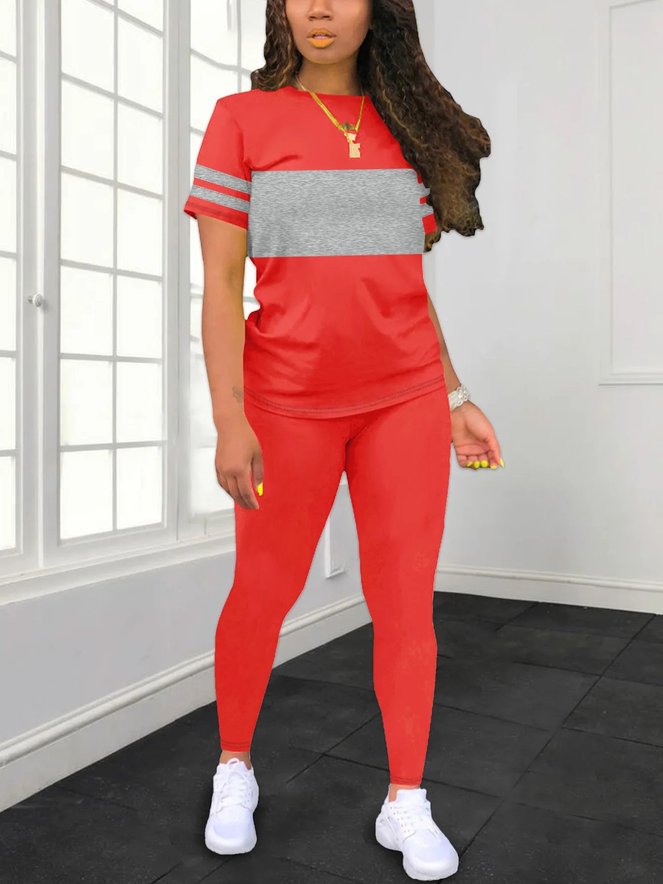 Conjunto Deportivo Mujer Verano con Camiseta y Leggings Largos