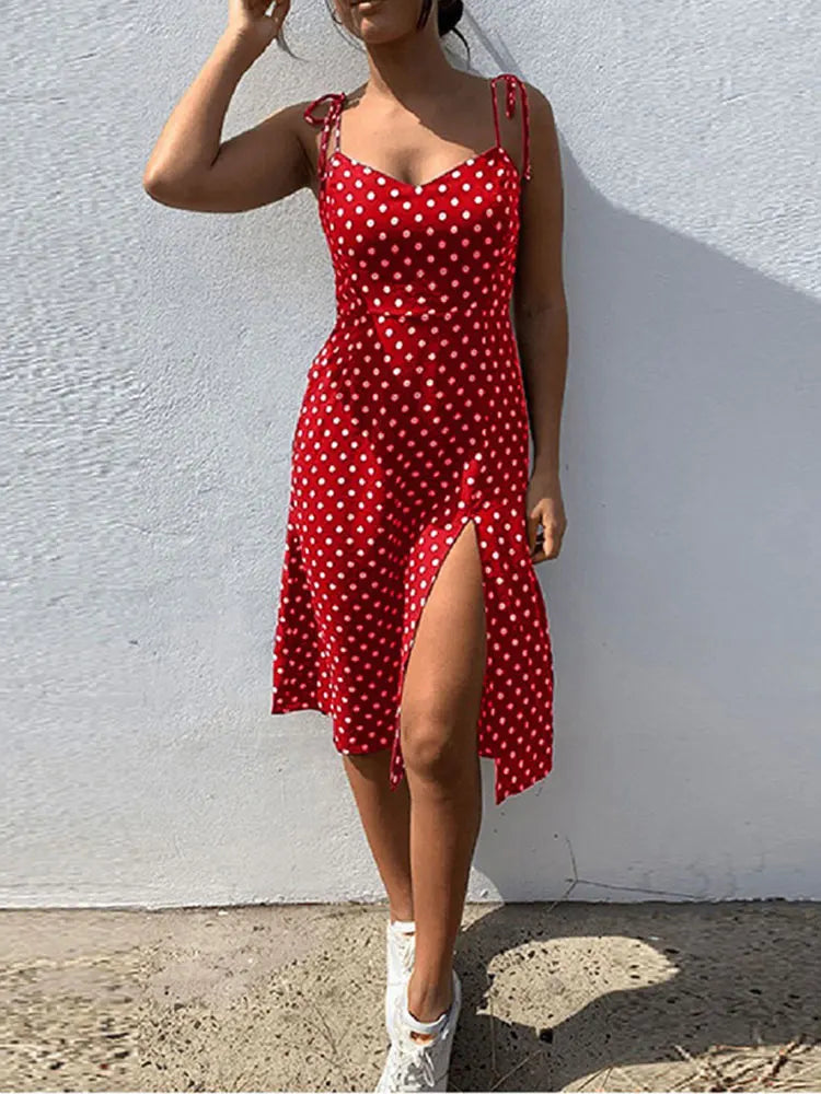 Vestido de Verano para Mujer con Lunares y Cuello en V Casual