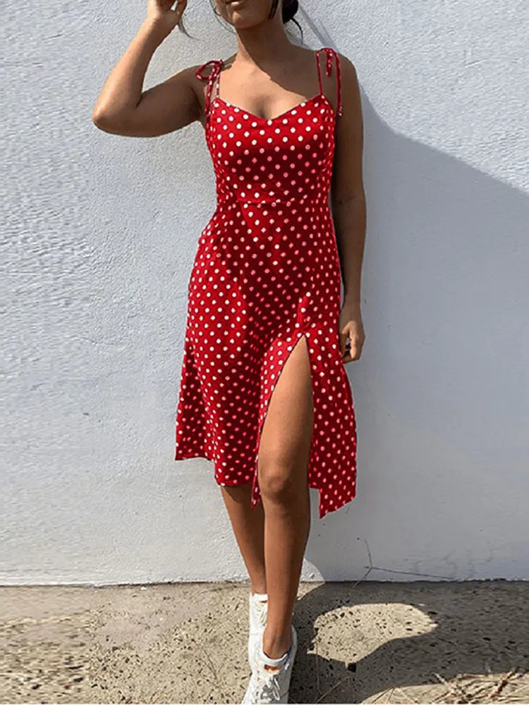 Vestido de Verano para Mujer con Lunares y Cuello en V Casual
