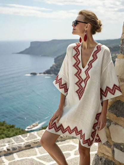 Vestido de Verano para Mujer con Cuello en V Estampado Casual