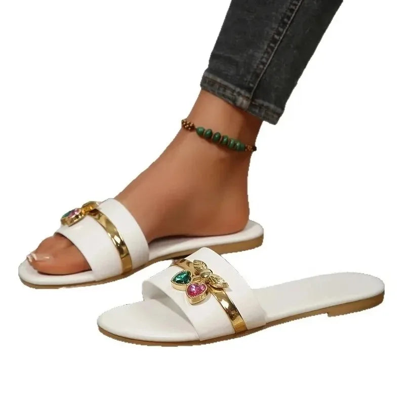 Sandalias Planas de Mujer con Adorno Metálico para Verano Casual