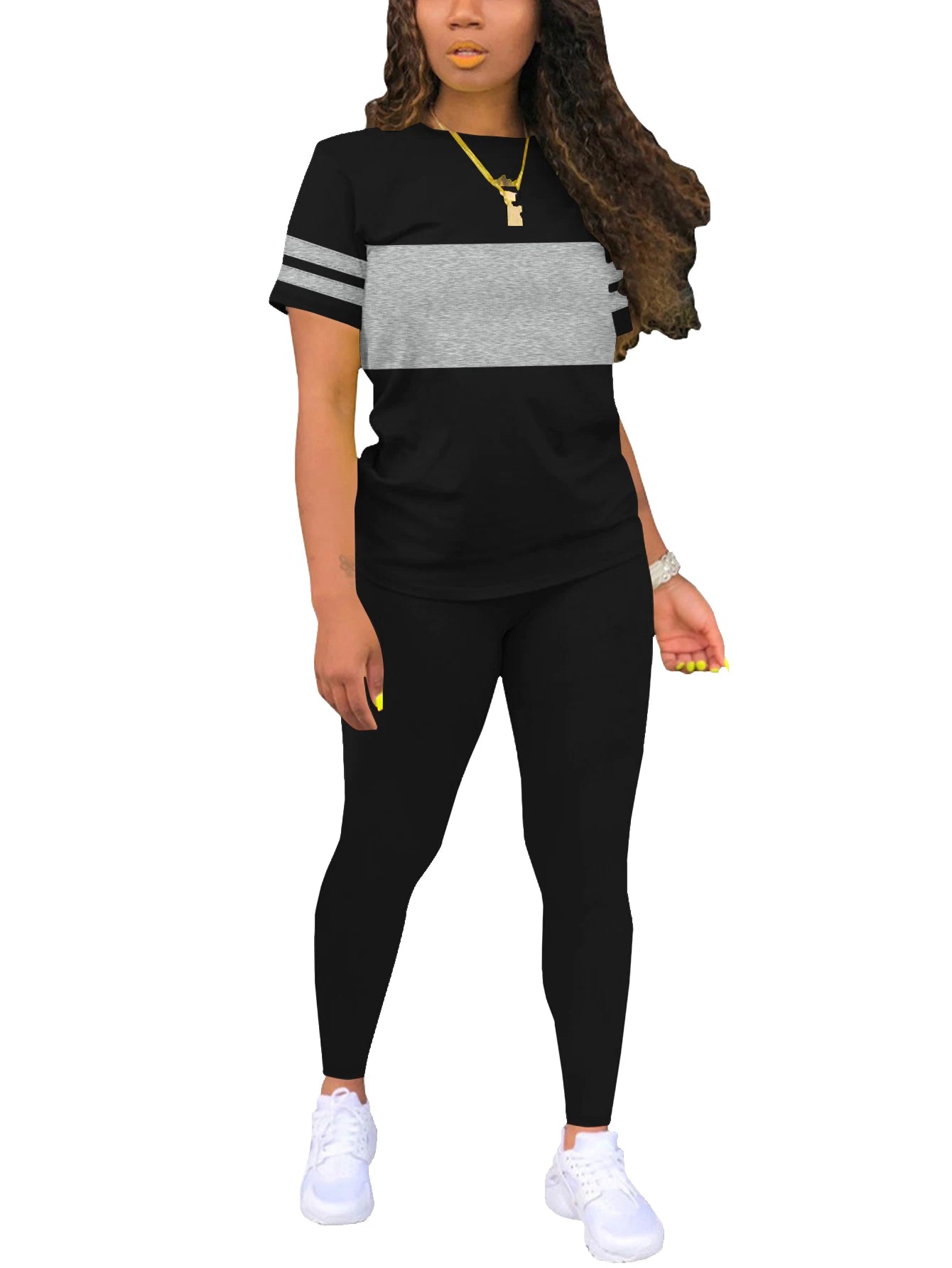 Conjunto Deportivo Mujer Verano con Camiseta y Leggings Largos