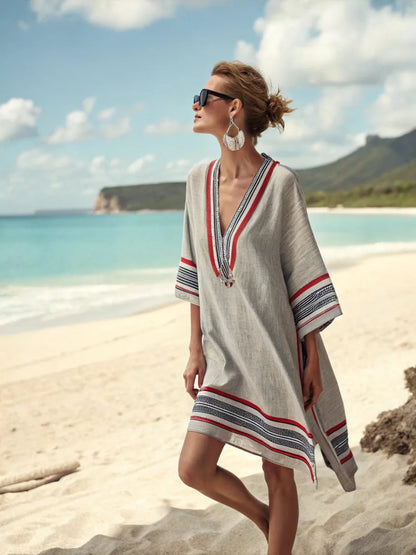 Vestido de Verano para Mujer con Cuello en V Estampado Casual