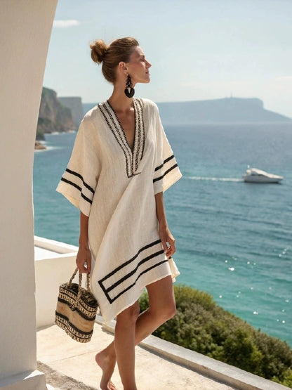 Vestido de Verano para Mujer con Cuello en V Estampado Casual