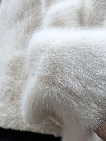 Chaqueta de Pelo Sintético Mujer Corta Elegante Abrigo de Invierno