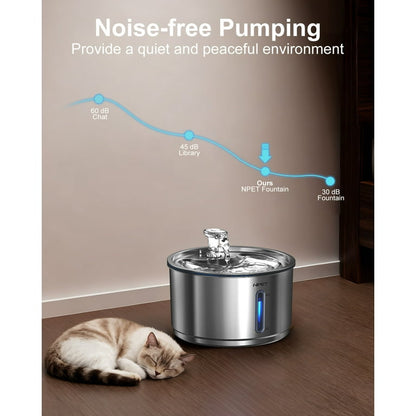 Fuente de Agua para Mascotas NPET 4L Acero Inoxidable con Filtro
